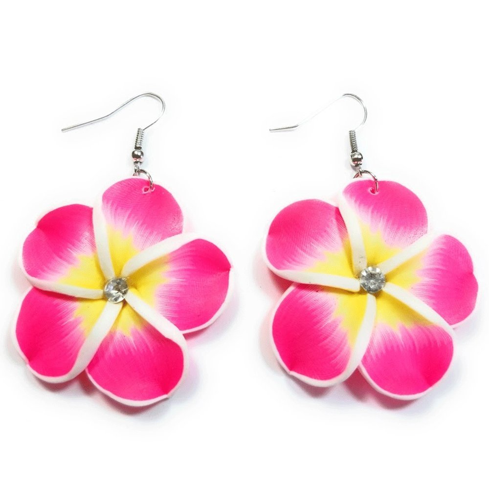 teri 的精品夏威夷兰花式紫红色耳坠时尚吊坠耳环